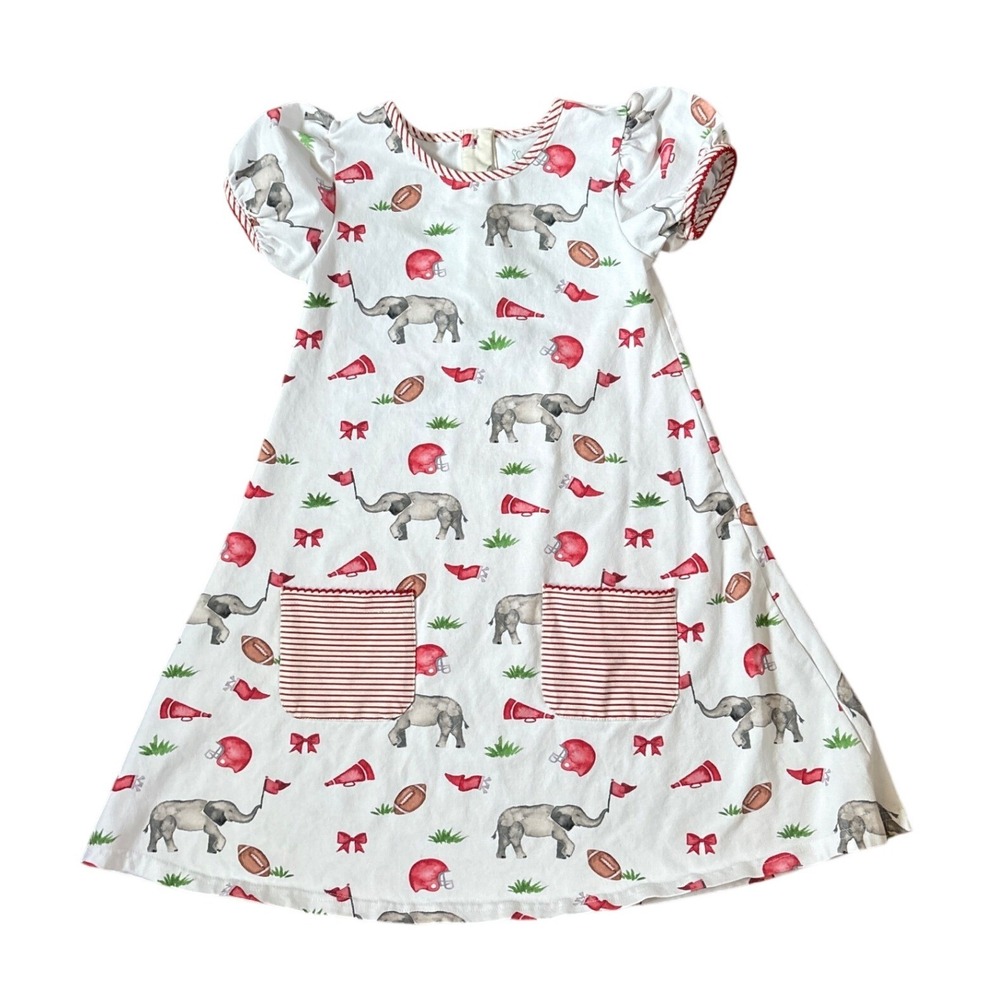 Serendipity Shrimp and Grits Kids Dress White Elephant Football Game Day SIZE L